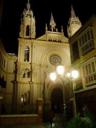 Naleštěná katedrála v nočním osvětlení